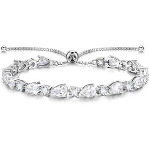 Sterling Silver Shine of Tears Birthstone Tennis Bracelet - 04-Zircon